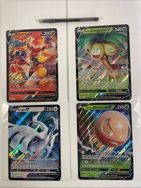 Jumbo Pokemon V Cards— Hisuian Electrode, Alolan Exeggutor, Lugia and Infernape